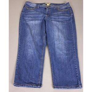 RuffHewn Capri Jeans Womens Size 14 Blue Medium Wash Denim Straight Leg Stretch*